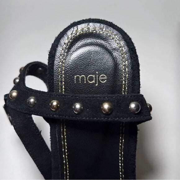 Maje Flash Studded Suede Platform Peep Toe Sandals in Black - Picture 6 of 10